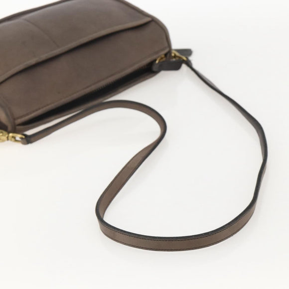 Coach Shoulder Bag Leather Brown Gold Auth 167197