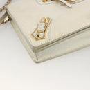 BALENCIAGA Kettenportemonnaie Leder Weiß Gold 444169 Auth 167209A-14