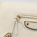 BALENCIAGA Kettenportemonnaie Leder Weiß Gold 444169 Auth 167209A-17