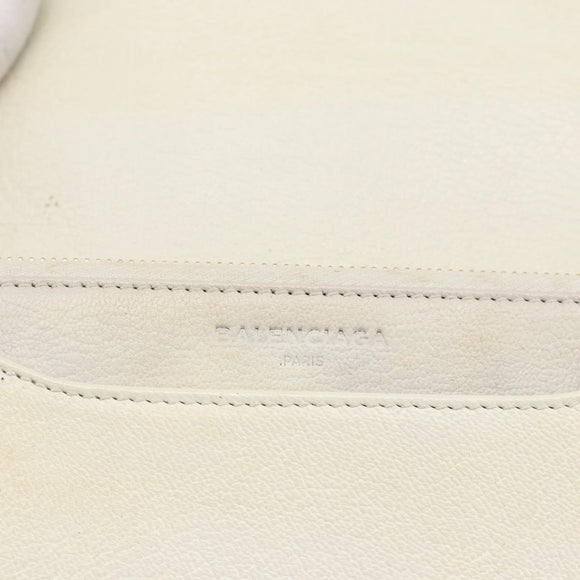 BALENCIAGA Kettenportemonnaie Leder Weiß Gold 444169 Auth 167209A