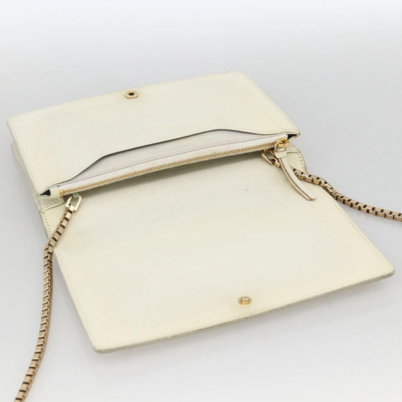 BALENCIAGA Kettenportemonnaie Leder Weiß Gold 444169 Auth 167209A