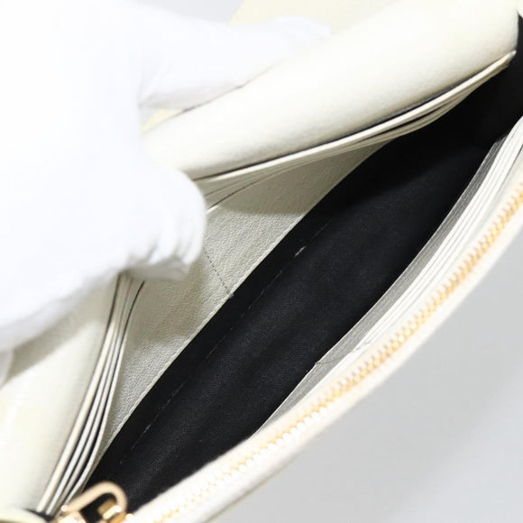 BALENCIAGA Kettenportemonnaie Leder Weiß Gold 444169 Auth 167209A