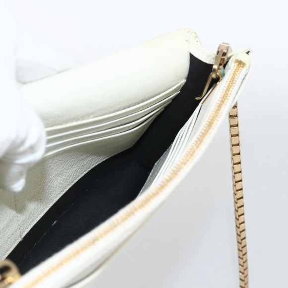 BALENCIAGA Kettenportemonnaie Leder Weiß Gold 444169 Auth 167209A