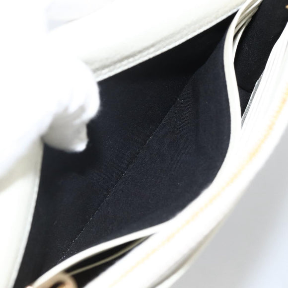 BALENCIAGA Kettenportemonnaie Leder Weiß Gold 444169 Auth 167209A