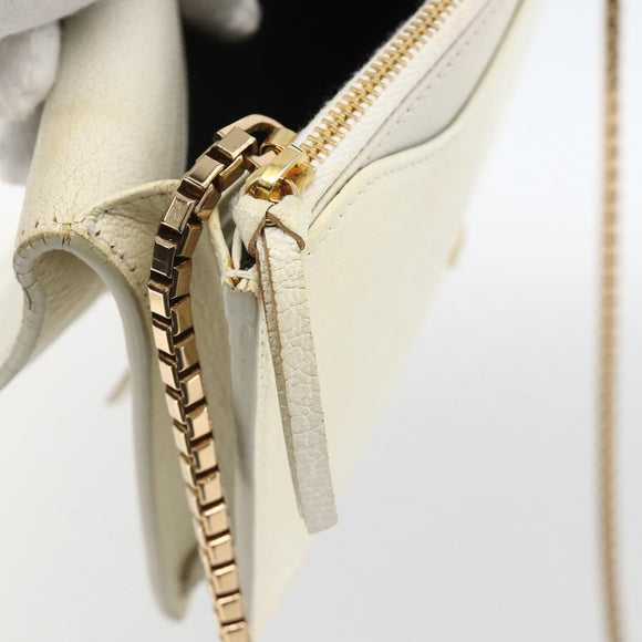 BALENCIAGA Kettenportemonnaie Leder Weiß Gold 444169 Auth 167209A