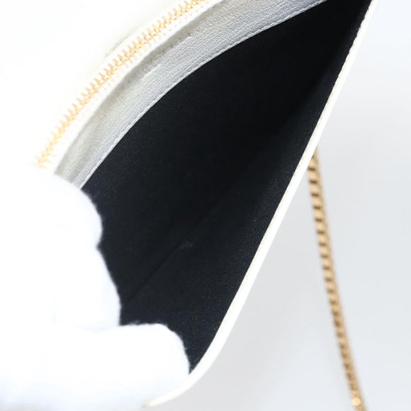 BALENCIAGA Kettenportemonnaie Leder Weiß Gold 444169 Auth 167209A