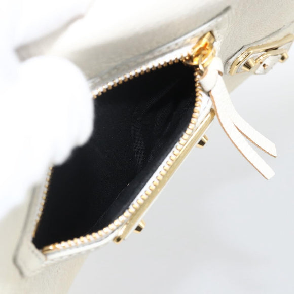 BALENCIAGA Kettenportemonnaie Leder Weiß Gold 444169 Auth 167209A