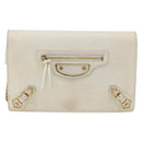 BALENCIAGA Kettenportemonnaie Leder Weiß Gold 444169 Auth 167209A-13