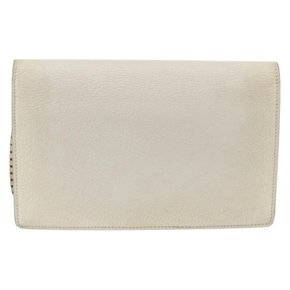 BALENCIAGA Kettenportemonnaie Leder Weiß Gold 444169 Auth 167209A