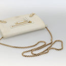 BALENCIAGA Kettenportemonnaie Leder Weiß Gold 444169 Auth 167209A-7