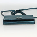 Salvatore Ferragamo Shoulder Wallet Leather 2way Light Blue Silver Auth 167210A-5