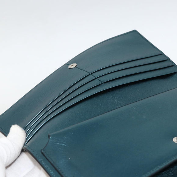 Salvatore Ferragamo Shoulder Wallet Leather 2way Light Blue Silver Auth 167210A
