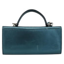 Salvatore Ferragamo Shoulder Wallet Leather 2way Light Blue Silver Auth 167210A-2