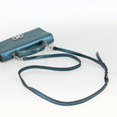 Salvatore Ferragamo Shoulder Wallet Leather 2way Light Blue Silver Auth 167210A-8