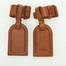 LOUIS VUITTON Powanie Name Tag Leather 10set Beige LV Auth 167215-4