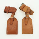 LOUIS VUITTON Powanie Name Tag Leather 10set Beige LV Auth 167219-11