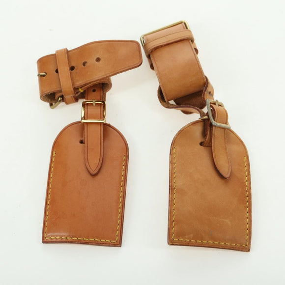 LOUIS VUITTON Powanie Name Tag Leather 10set Beige LV Auth 167219