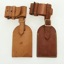 LOUIS VUITTON Powanie Name Tag Leather 10set Beige LV Auth 167220-5