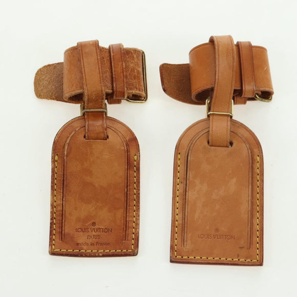 LOUIS VUITTON Powanie Name Tag Leather 10set Beige LV Auth 167220