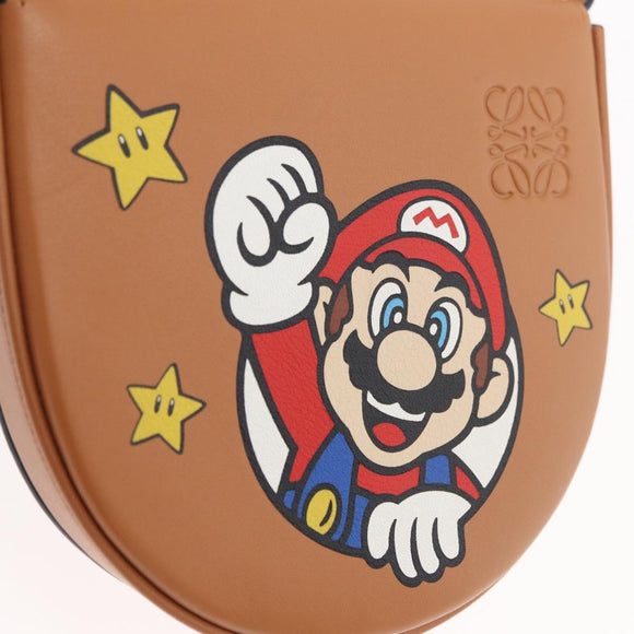 LOEWE × Super Mario Super Mario Heel Pouch Mario Bag Leather Brown Auth 167232SM