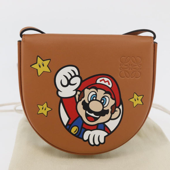 LOEWE × Super Mario Super Mario Heel Pouch Mario Bag Leather Brown Auth 167232SM