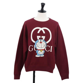GUCCI GUCCI × Doraemon Fleece Doraemon Cotton XS Bordeaux Auth 167235SM
