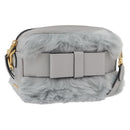 Miu Miu Shoulder Bag Fur Gray Gold Auth 167236M-1