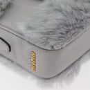 Miu Miu Shoulder Bag Fur Gray Gold Auth 167236M-14