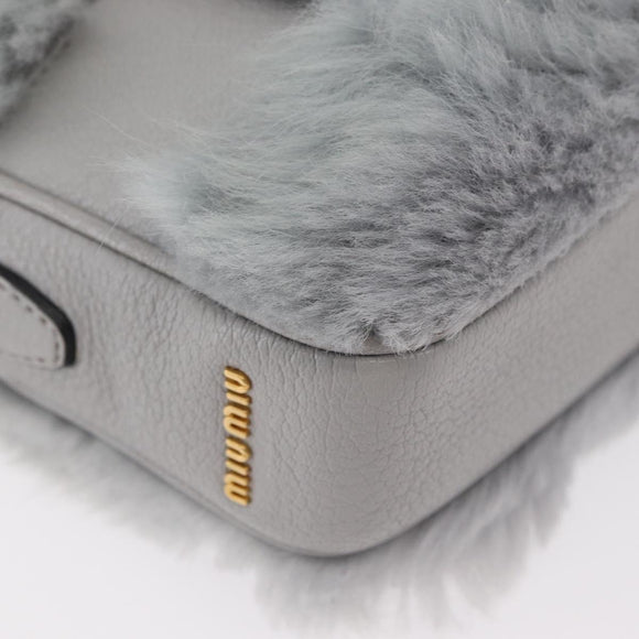 Miu Miu Shoulder Bag Fur Gray Gold Auth 167236M