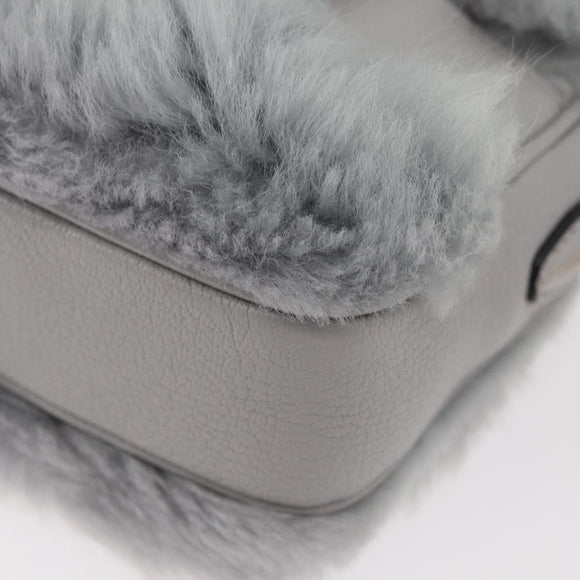 Miu Miu Shoulder Bag Fur Gray Gold Auth 167236M