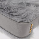 Miu Miu Shoulder Bag Fur Gray Gold Auth 167236M-17
