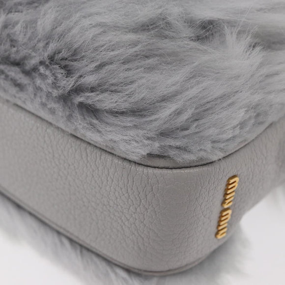 Miu Miu Shoulder Bag Fur Gray Gold Auth 167236M