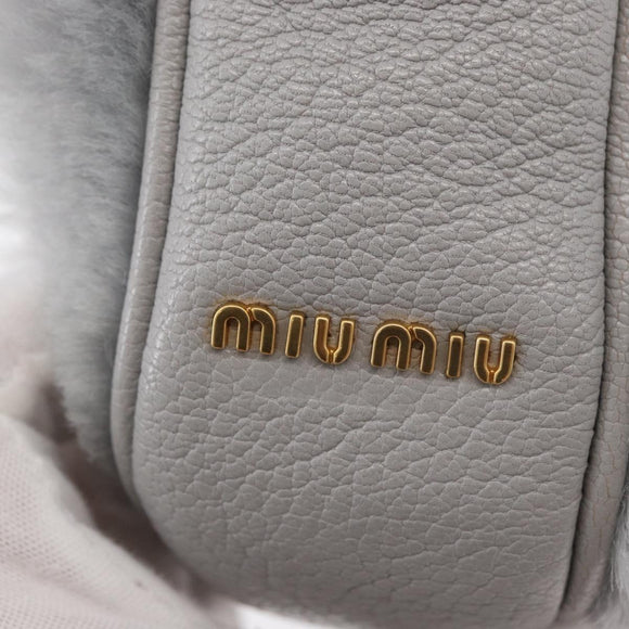 Miu Miu Shoulder Bag Fur Gray Gold Auth 167236M