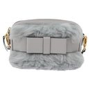 Miu Miu Shoulder Bag Fur Gray Gold Auth 167236M-13