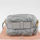 Miu Miu Shoulder Bag Fur Gray Gold Auth 167236M-12