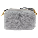 Miu Miu Shoulder Bag Fur Gray Gold Auth 167236M-2