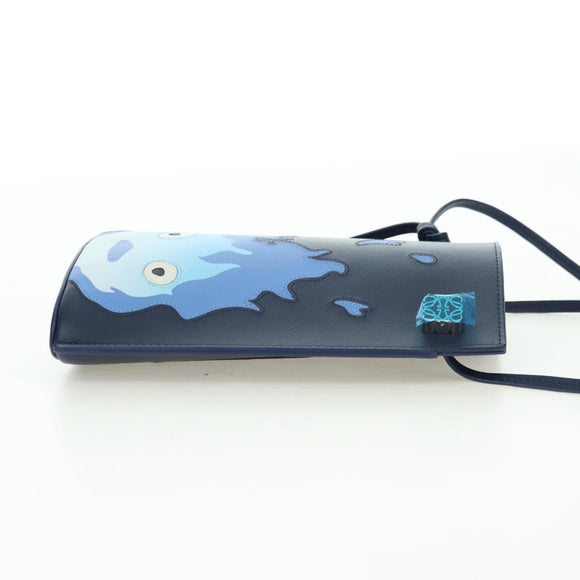 LOEWE × Ghibli Howl's Pebble Dice Pocket Calcifer Bag Leather Navy Auth 167246SM
