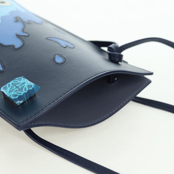 LOEWE × Ghibli Howl's Pebble Dice Pocket Calcifer Bag Leather Navy Auth 167246SM