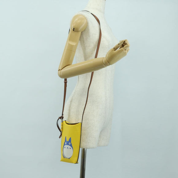 LOEWE × Studio Ghibli Gate Pocket Medium Totoro Bag Leather Yellow Auth 167254SM