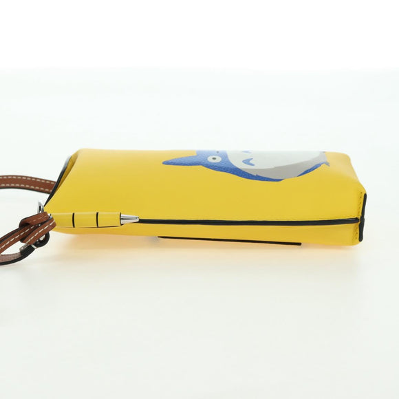 LOEWE × Studio Ghibli Gate Pocket Medium Totoro Bag Leather Yellow Auth 167254SM