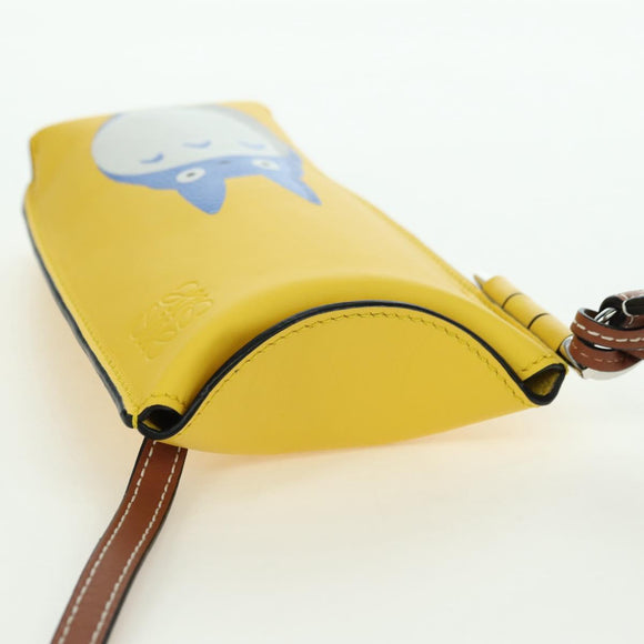 LOEWE × Studio Ghibli Gate Pocket Medium Totoro Bag Leather Yellow Auth 167254SM