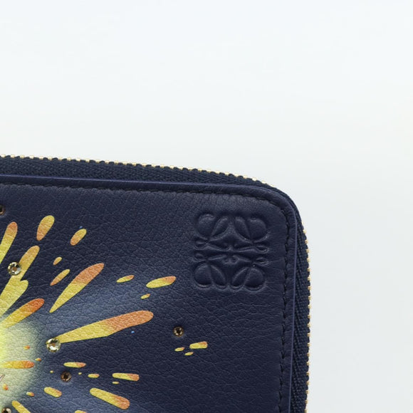 LOEWE × Ghibli Howl's Moving Castle Coin Card Holder Leather Navy Auth 167256SM