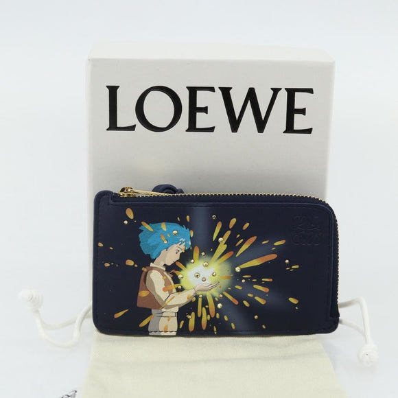 LOEWE × Ghibli Howl's Moving Castle Coin Card Holder Leather Navy Auth 167256SM