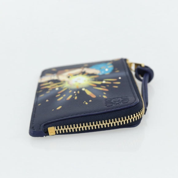 LOEWE × Ghibli Howl's Moving Castle Coin Card Holder Leather Navy Auth 167256SM