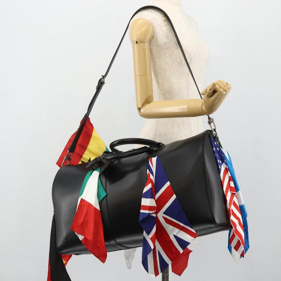 LOUIS VUITTON Flag Keepall Bandouliere 50 Bag Leather Black M55268 Auth 167262SM