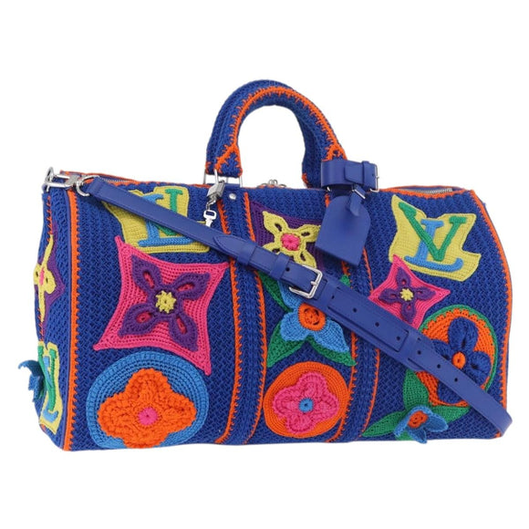 LOUIS VUITTON Monogram Flower Keepall Bandouliere 50 Blue M21895 Auth 167265SM