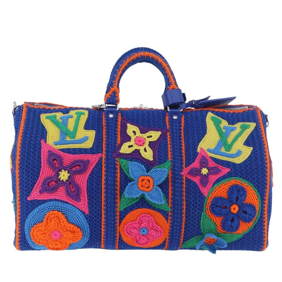 LOUIS VUITTON Monogram Flower Keepall Bandouliere 50 Blue M21895 Auth 167265SM
