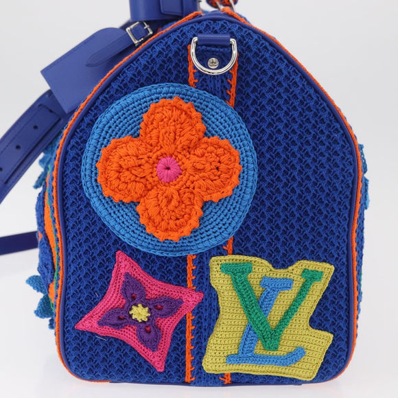 LOUIS VUITTON Monogram Flower Keepall Bandouliere 50 Blue M21895 Auth 167265SM