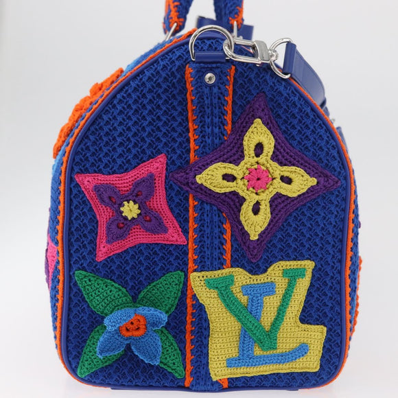 LOUIS VUITTON Monogram Flower Keepall Bandouliere 50 Blue M21895 Auth 167265SM