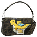 FENDI Zucca Canvas FRGMT x POKÉMON Mamma Baguette Dragonite Black Auth 167269SM-1